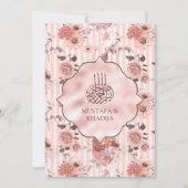 Invitation Roses roses et rayures roses et Mariage musulman f (Devant)