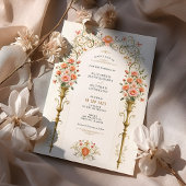 Invitation Roses roses et Urnes d'or Mariage victorien