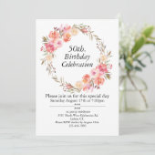 Invitation Roses roses et verdure, 50e anniversaire personnal (Debout devant)