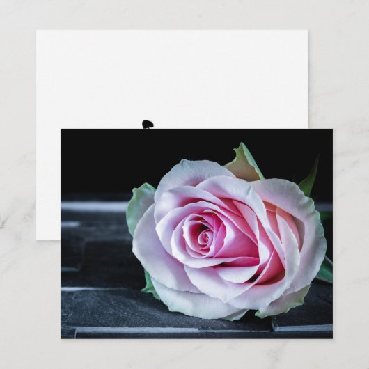 Invitation Roses roses et vertes (Devant / Derrière)