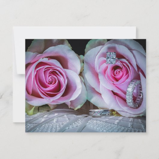 Invitation Roses roses et vertes (Devant)