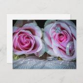 Invitation Roses roses et vertes (Devant / Derrière)