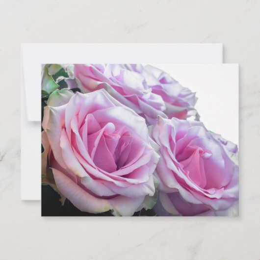 Invitation Roses roses et vertes (Devant)