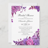 Invitation Roses roses et violets. Douche de nuptiale lilas f (Devant)