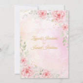 Invitation Roses roses, Feuille verte or Mariage musulman isl (Dos)