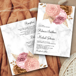 Invitation Roses Roses Fleurs Terroir Marbre Tout en Un Maria