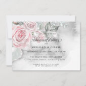 Invitation Roses roses modernes Aquarelle gris BarefootBride™ (Devant)