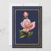 Invitation Roses roses Navy bleu et or Mariage Moderne (Dos)