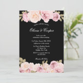 Invitation Roses roses noires et blanches (Debout devant)