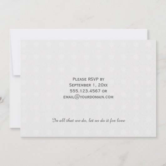 Invitation Roses roses noires Ruban blanc Mariages Réceptions (Dos)