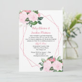 Invitation Roses Roses Pâles Réception Géométrique Seulement (Debout devant)