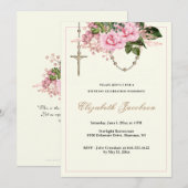 Invitation Roses roses religieuses Rosaire Anniversaire Flora (Devant / Derrière)