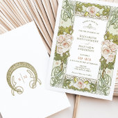 Invitation Roses roses romantiques Art Nouveau Mariage