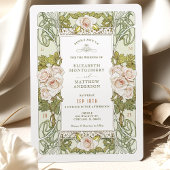 Invitation Roses roses romantiques Art Nouveau Mariage