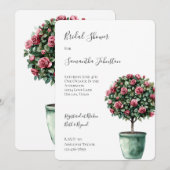 Invitation Roses roses romantiques Fête des mariées d'arbre f (Devant / Derrière)