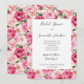 Invitation Roses roses romantiques Fête des mariées florale (Devant / Derrière)