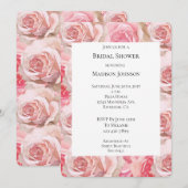 Invitation Roses roses romantiques Fête des mariées florale (Devant / Derrière)