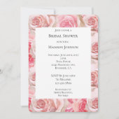 Invitation Roses roses romantiques Fête des mariées florale (Devant)