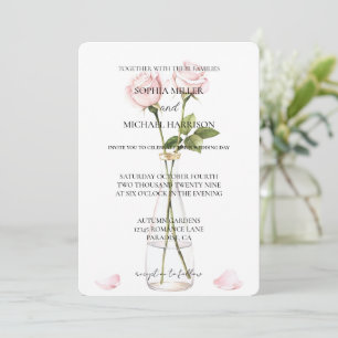 Invitation Roses roses romantiques Mariage de vase floral