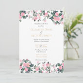 Invitation Roses roses romantiques rose aquarelle florale Pei (Debout devant)