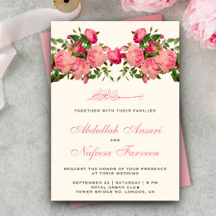 Invitation Roses roses romantiques vintages Mariage musulman