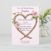 Invitation Roses roses rose Coeur floral 16e anniversaire (Debout devant)