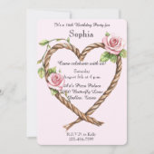 Invitation Roses roses rose Coeur floral 16e anniversaire (Devant)