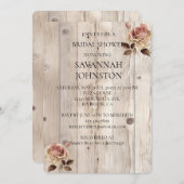 Invitation Roses roses rose crème Bois blanc Douche nuptiale (Devant / Derrière)