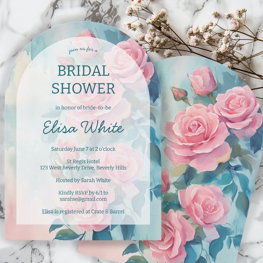 Invitation Roses roses rose Fête des mariées de peinture PERS