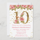 Invitation Roses roses rose Floral 10e fête d'anniversaire (Devant)