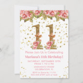 Invitation Roses roses rose Floral 11e fête d'anniversaire (Devant)