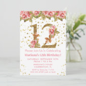 Invitation Roses roses rose Floral 12e fête d'anniversaire (Debout devant)