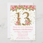 Invitation Roses roses rose Floral 13e fête d'anniversaire (Devant)