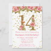 Invitation Roses roses rose Floral 14e fête d'anniversaire (Devant)