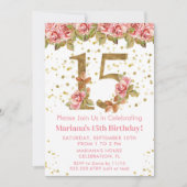 Invitation Roses roses rose Floral 15e fête d'anniversaire (Devant)