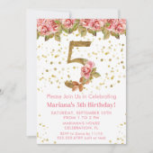 Invitation Roses roses rose Floral 5e fête d'anniversaire (Devant)