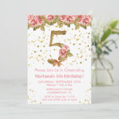 Invitation Roses roses rose Floral 5e fête d'anniversaire (Debout devant)