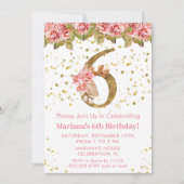 Invitation Roses roses rose Floral 6e fête d'anniversaire (Devant)