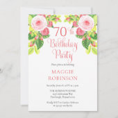 Invitation Roses roses rose Floral 70e fête d'anniversaire (Devant)