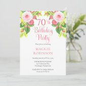 Invitation Roses roses rose Floral 70e fête d'anniversaire (Debout devant)