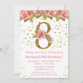 Invitation Roses roses rose Floral 8e fête d'anniversaire (Devant)