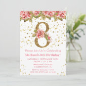 Invitation Roses roses rose Floral 8e fête d'anniversaire (Debout devant)