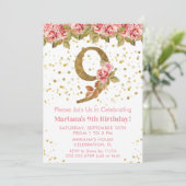 Invitation Roses roses rose Floral 9e fête d'anniversaire (Debout devant)