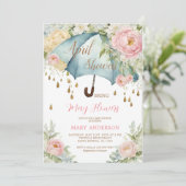 Invitation Roses roses rose Floral Bleu Parapluie Avril Douch (Debout devant)