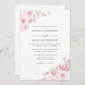 Invitation Roses roses rose Mariage d'aquarelle florale (Devant / Derrière)