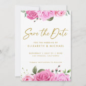 Invitation Roses Roses Rose Mariage Enregistrer La Date Invit (Devant)
