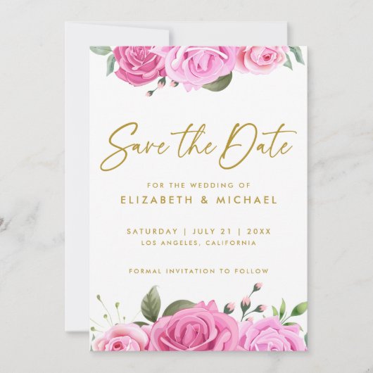Invitation Roses Roses Rose Mariage Enregistrer La Date Invit (Devant)
