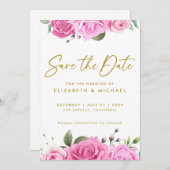 Invitation Roses Roses Rose Mariage Enregistrer La Date Invit (Devant / Derrière)