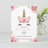 Invitation Roses roses rose Parties scintillant or Unicorn Ba (Debout devant)