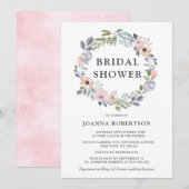 Invitation Roses roses rose poussiéreuses Fête des mariées fl (Devant / Derrière)